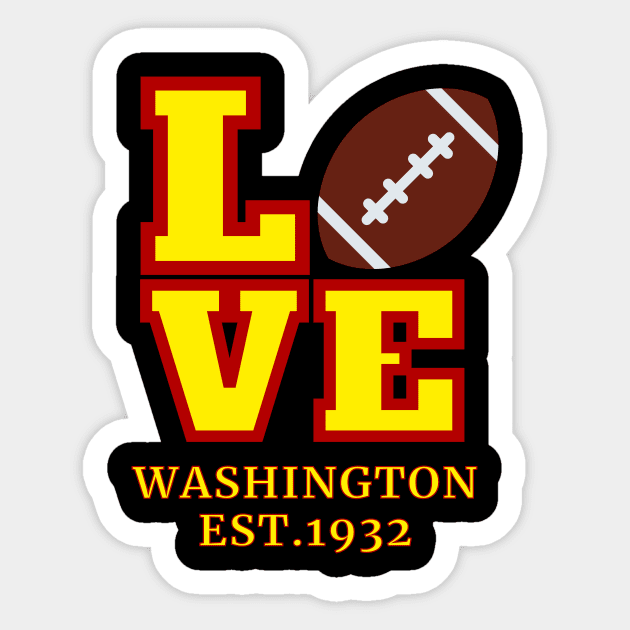 Washington Football DC Sports Team With American Football ball Style, Vintage Washington Football DC Sports Team Novelty Gift Sticker by WPKs Design & Co